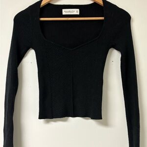 Abercrombie & Fitch Black Ribbed Long Sleeve Top